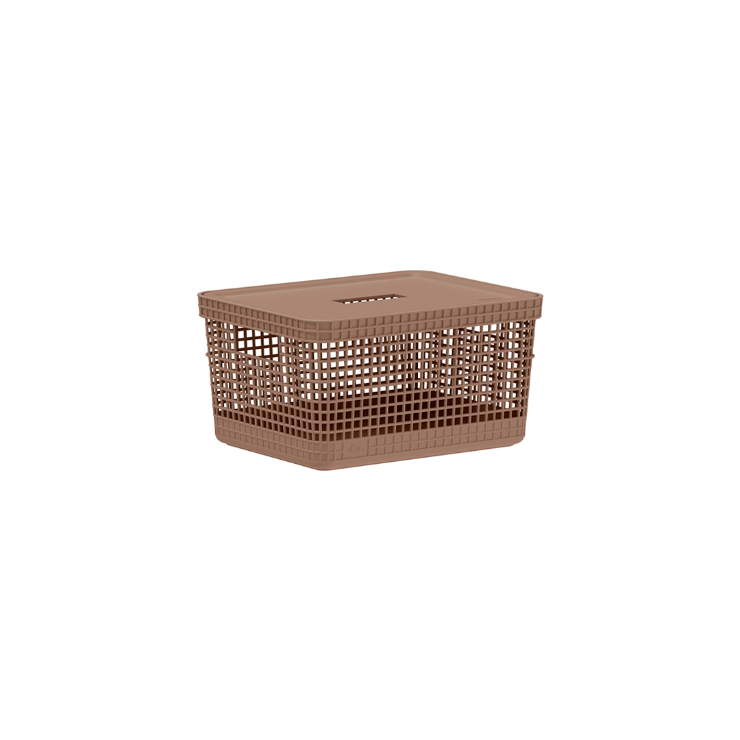 Cesto organizador Ou 8L com tampa Linha Grid