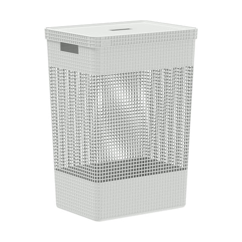 Cesto de roupas Ou 49L com tampa Linha Grid