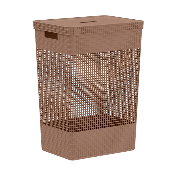 Cesto de roupas Ou 49L com tampa Linha Grid - Ou