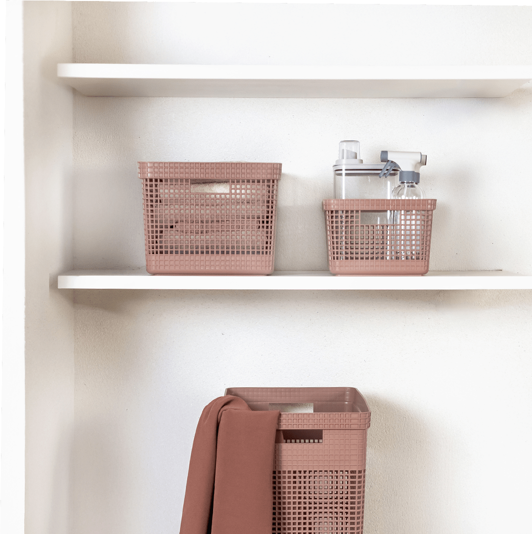 Cesto de roupas Ou 49L com tampa Linha Grid - Ou