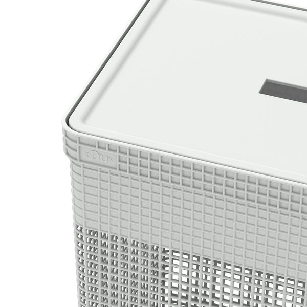 Cesto de roupas Ou branco com tampa Linha Grid