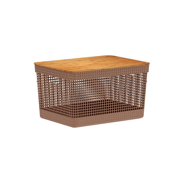 Cesto organizador Ou 20L com tampa de bambu Linha Grid - Ou