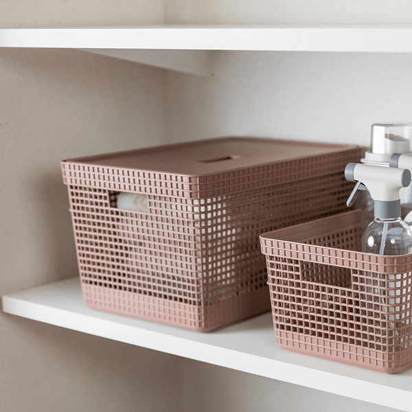 Cesto organizador Ou 20L com tampa Linha Grid - Ou