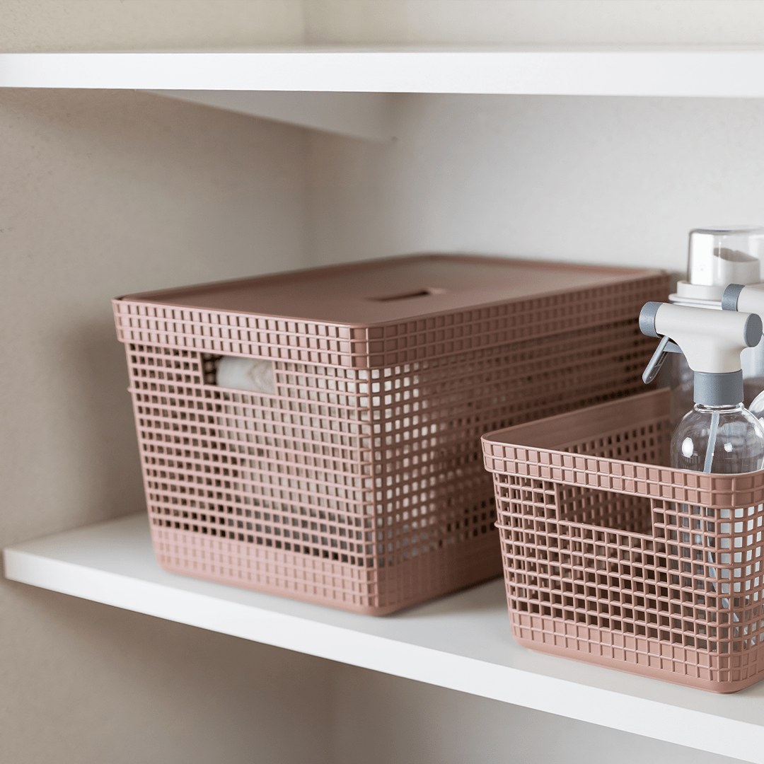 Cesto organizador Ou 20L com tampa Linha Grid - Ou