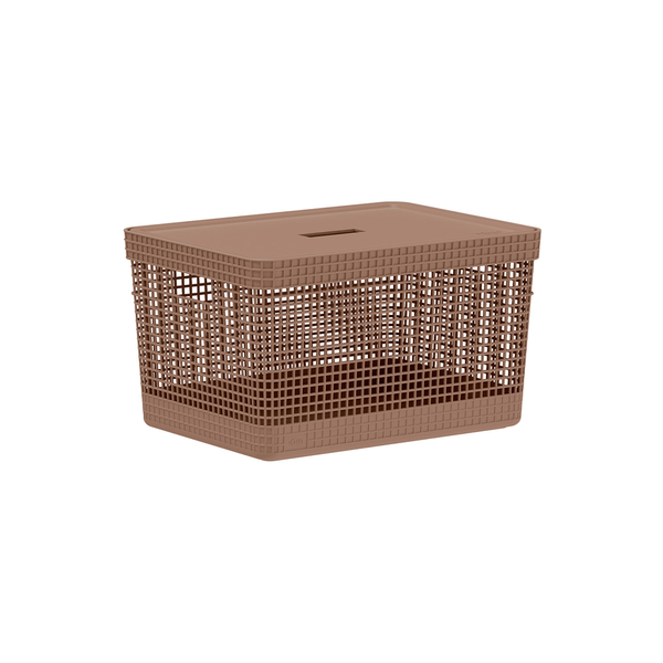 Cesto organizador Ou 20L com tampa Linha Grid - Ou