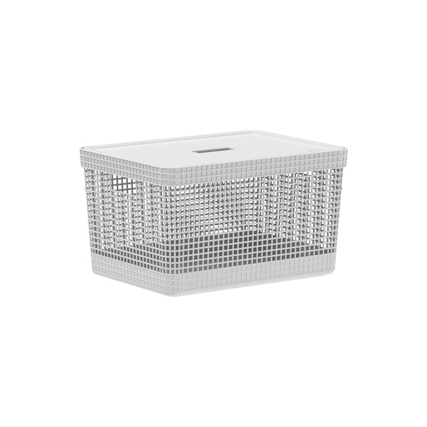 Cesto organizador Ou 20L com tampa branca