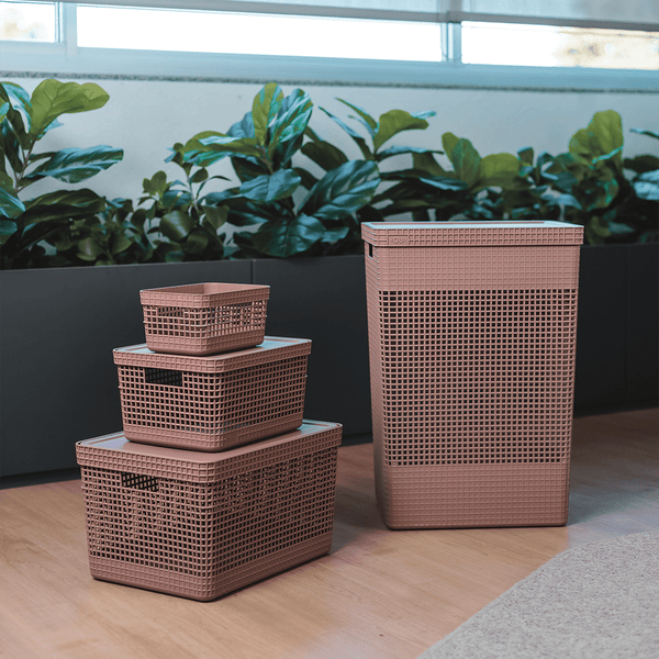 Cesto organizador Ou 20L com tampa Linha Grid - Ou