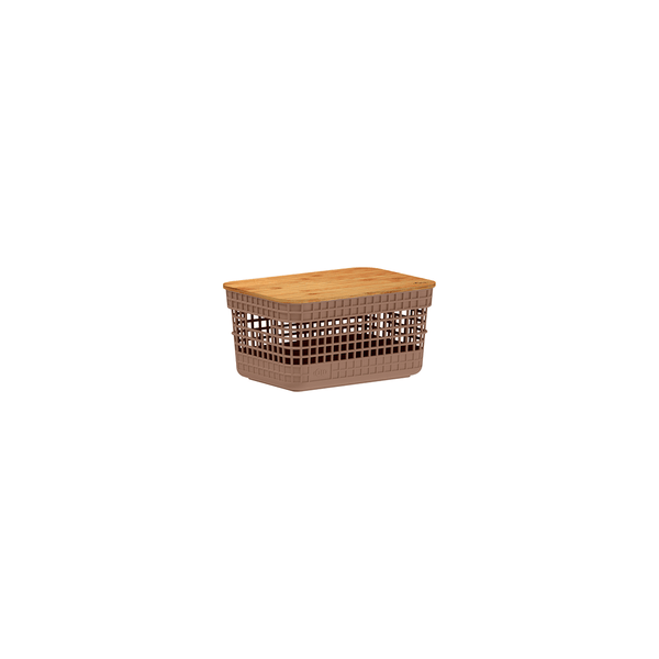 Cesto organizador Ou 2,5L com tampa de bambu Linha Grid - Ou