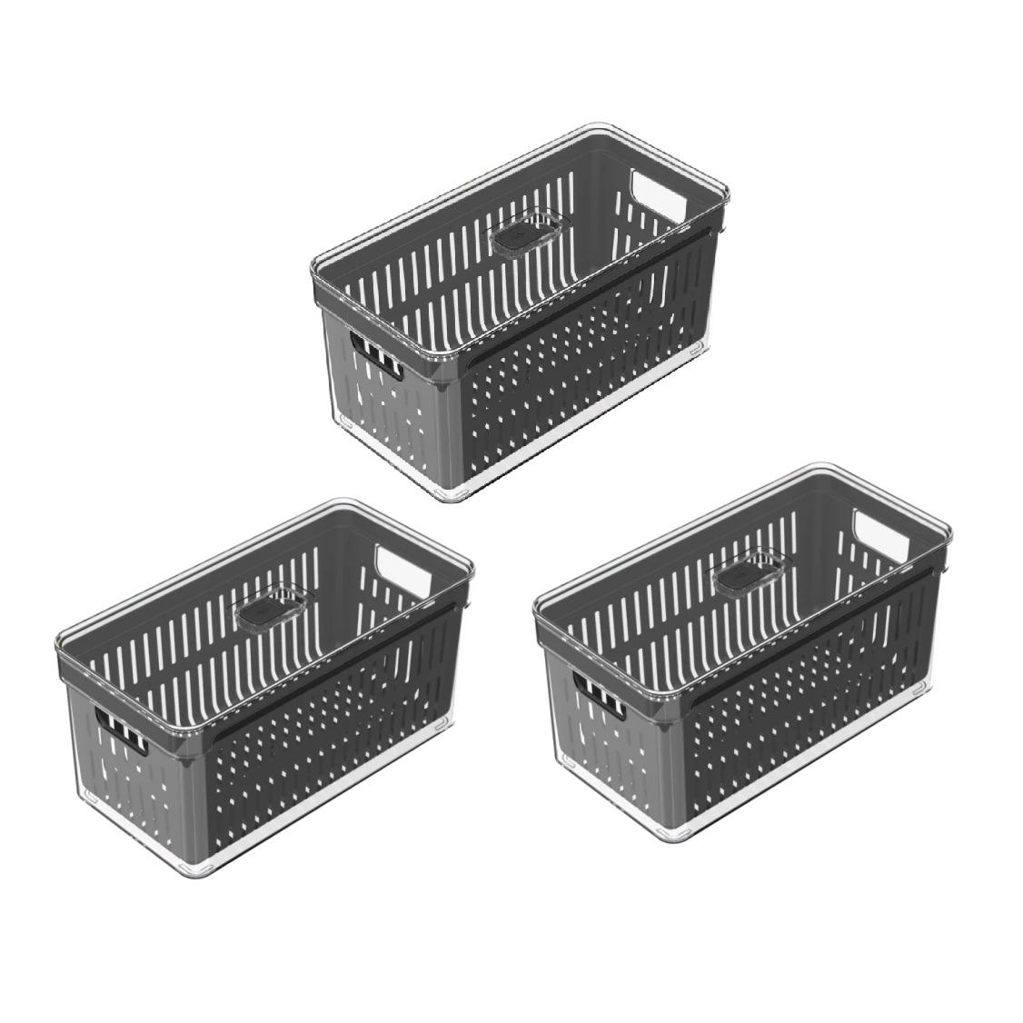 Kit de Organizadores de Geladeira com Cesto Ou 3 Peças 30x15x13 Linha Clear Fresh