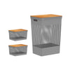 Kit de cestos organizadores com tampa de bambu Ou 3 peças Linha Grid