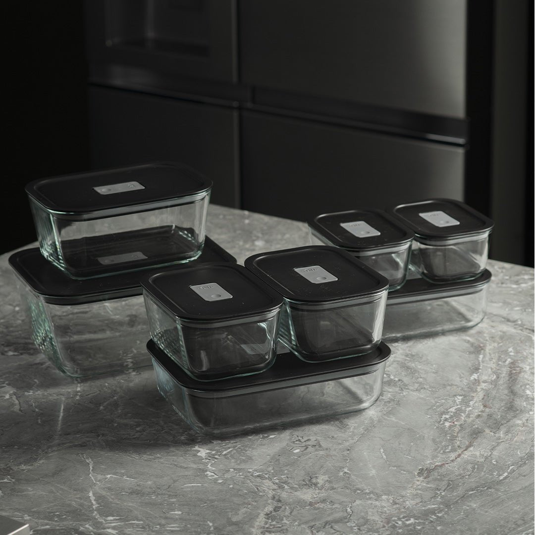Kit de Potes de Vidro Herméticos Ou 6 Peças Linha Fresh Lock - Ou
