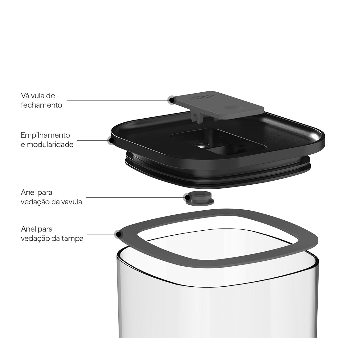 Kit de Potes Herméticos Ou Quadrados 2 Peças Linha Duo Lock - Ou