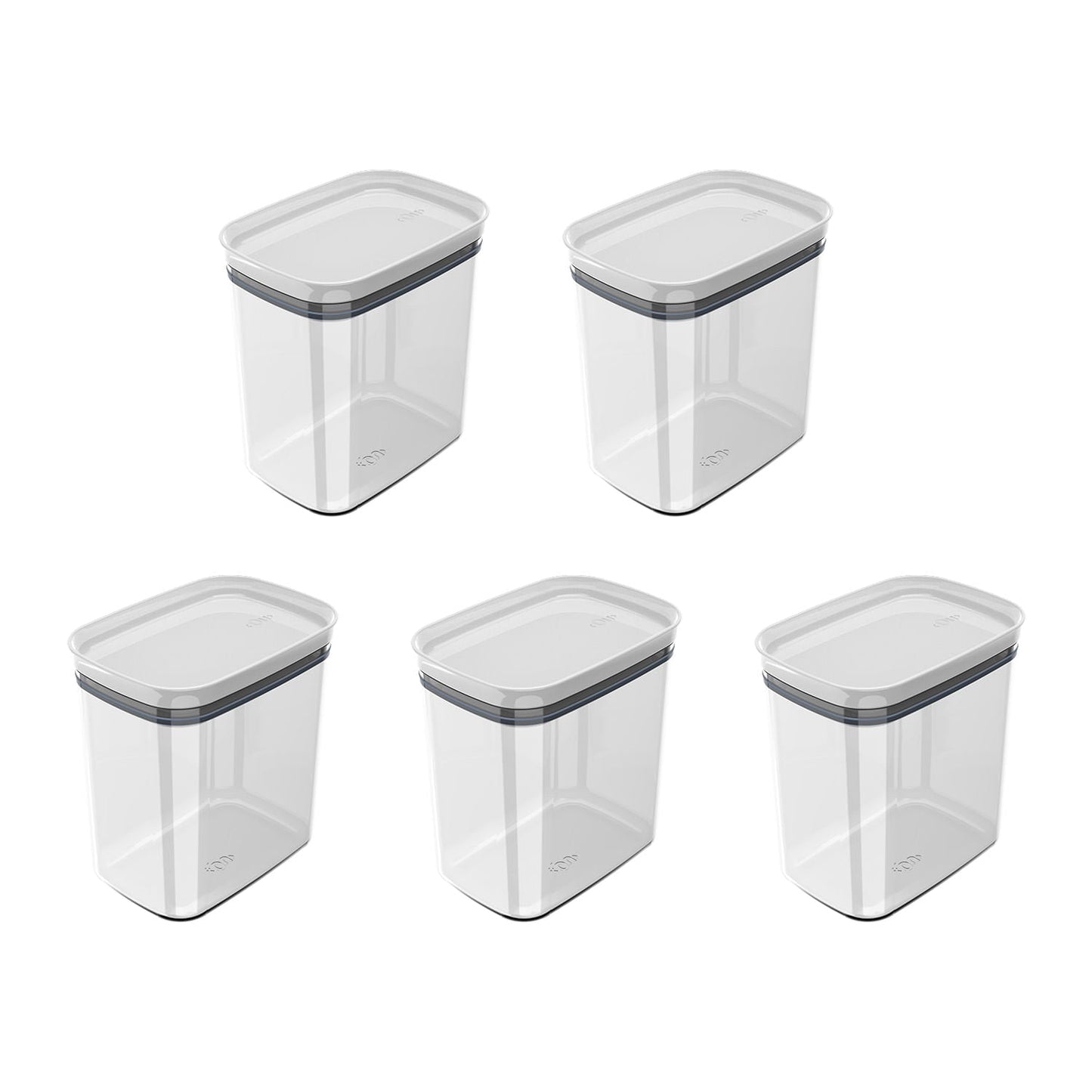 Kit de potes herméticos retangular Ou 5 peças 1,5L Linha Block - Ou