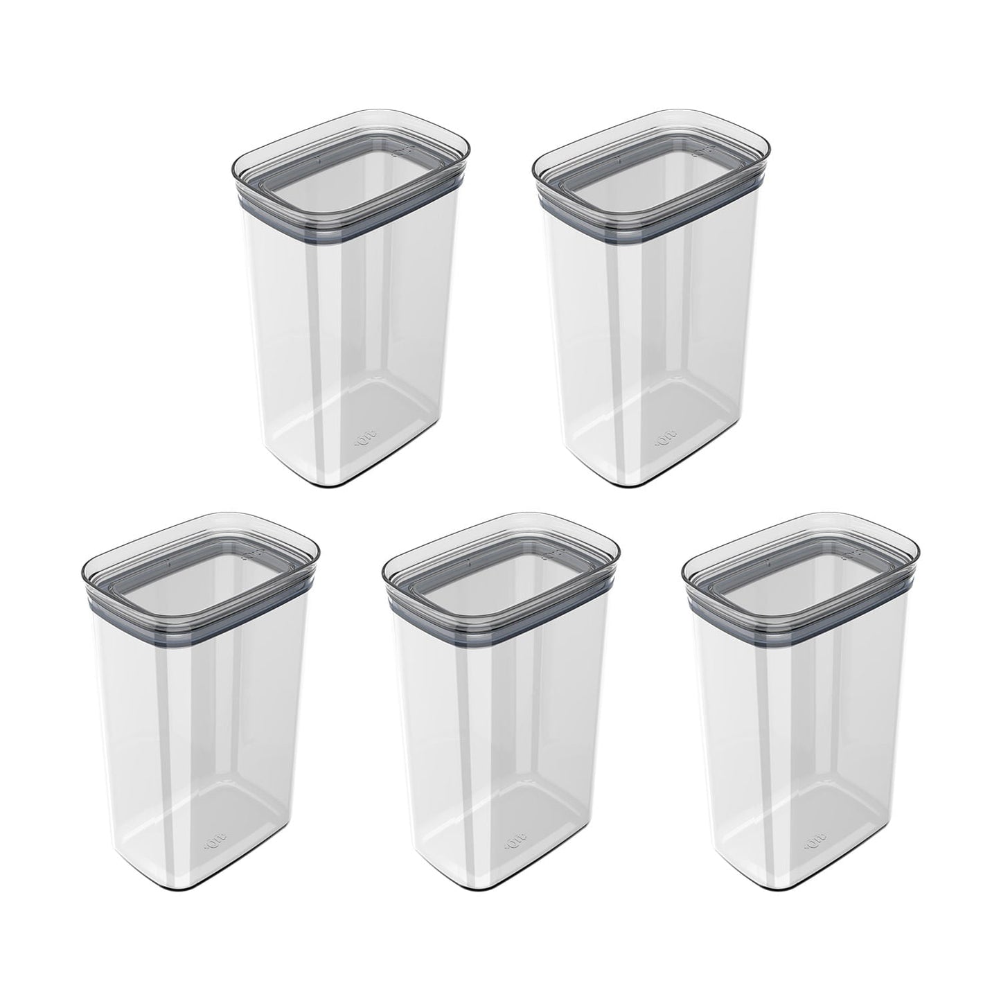 Kit de potes herméticos retangular Ou 5 peças 2,3L Linha Block - Ou