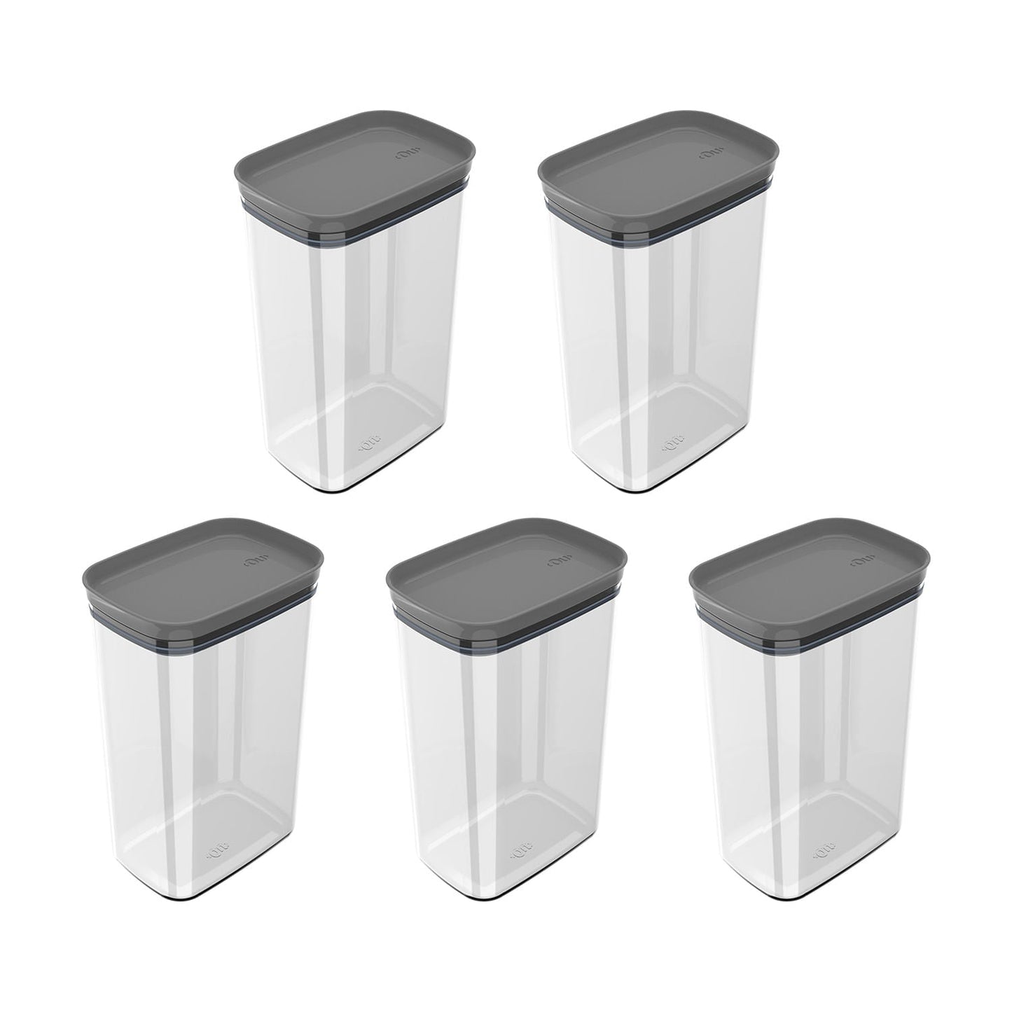 Kit de potes herméticos retangular Ou 5 peças 2,3L Linha Block - Ou