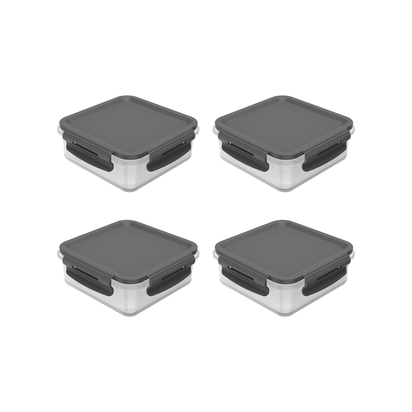 Kit de potes organizadores de geladeira quadrado Ou 4 peças 500ml Linha Click - Ou
