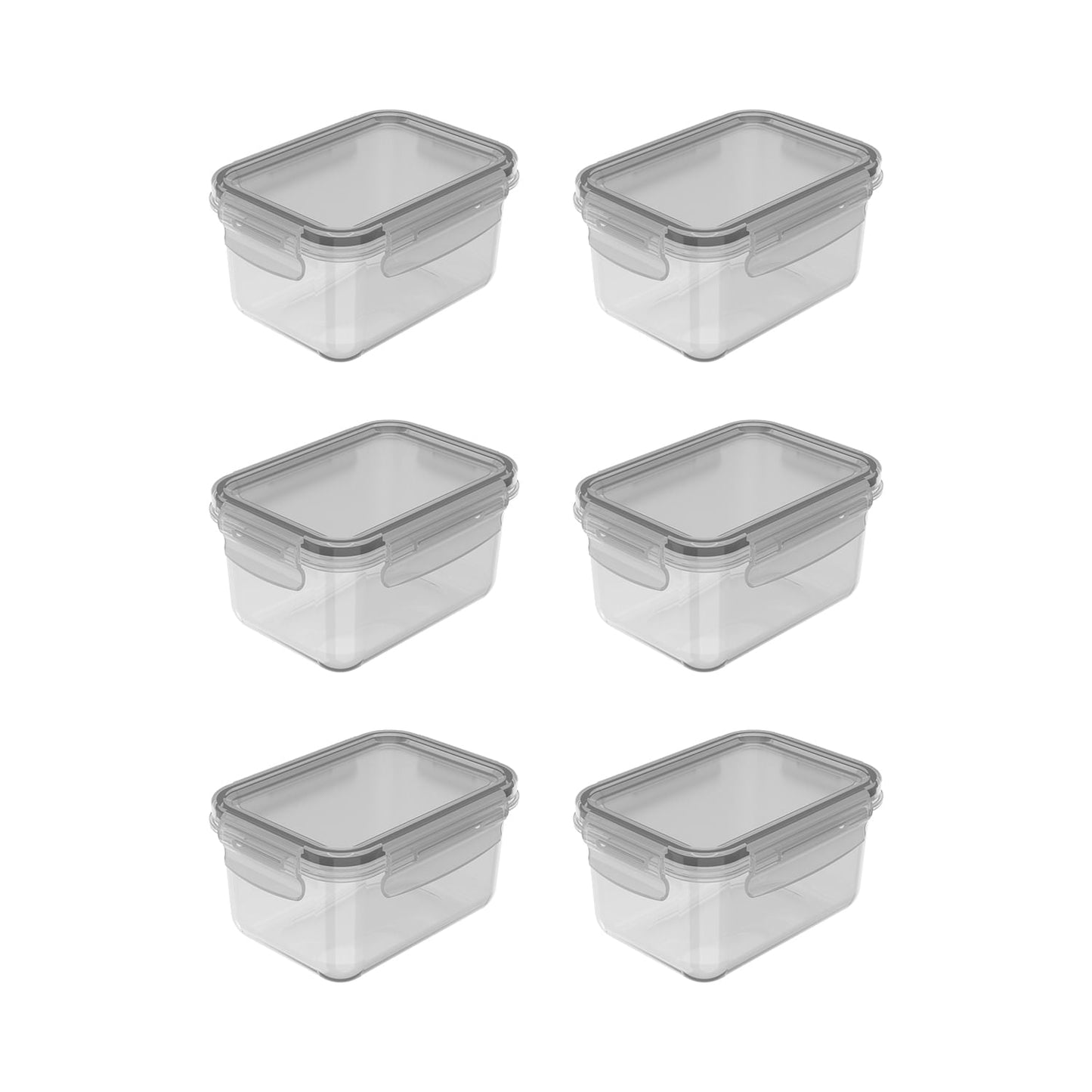 Kit de potes organizadores de geladeira retangular Ou 6 peças 560ml Linha Click - Ou