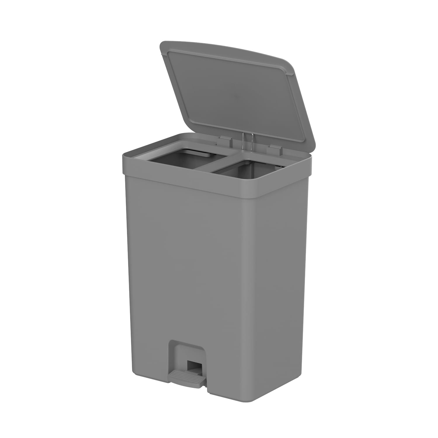 lixeira da Ou com 2 compartimentos de 15L cada um na cor chumbo