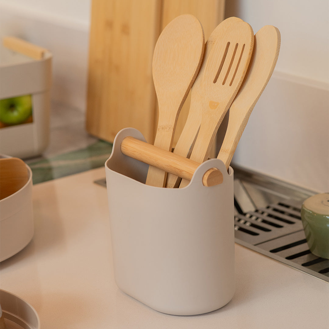 Porta Utensílios com Alça de Bambu Ou Linha Lume