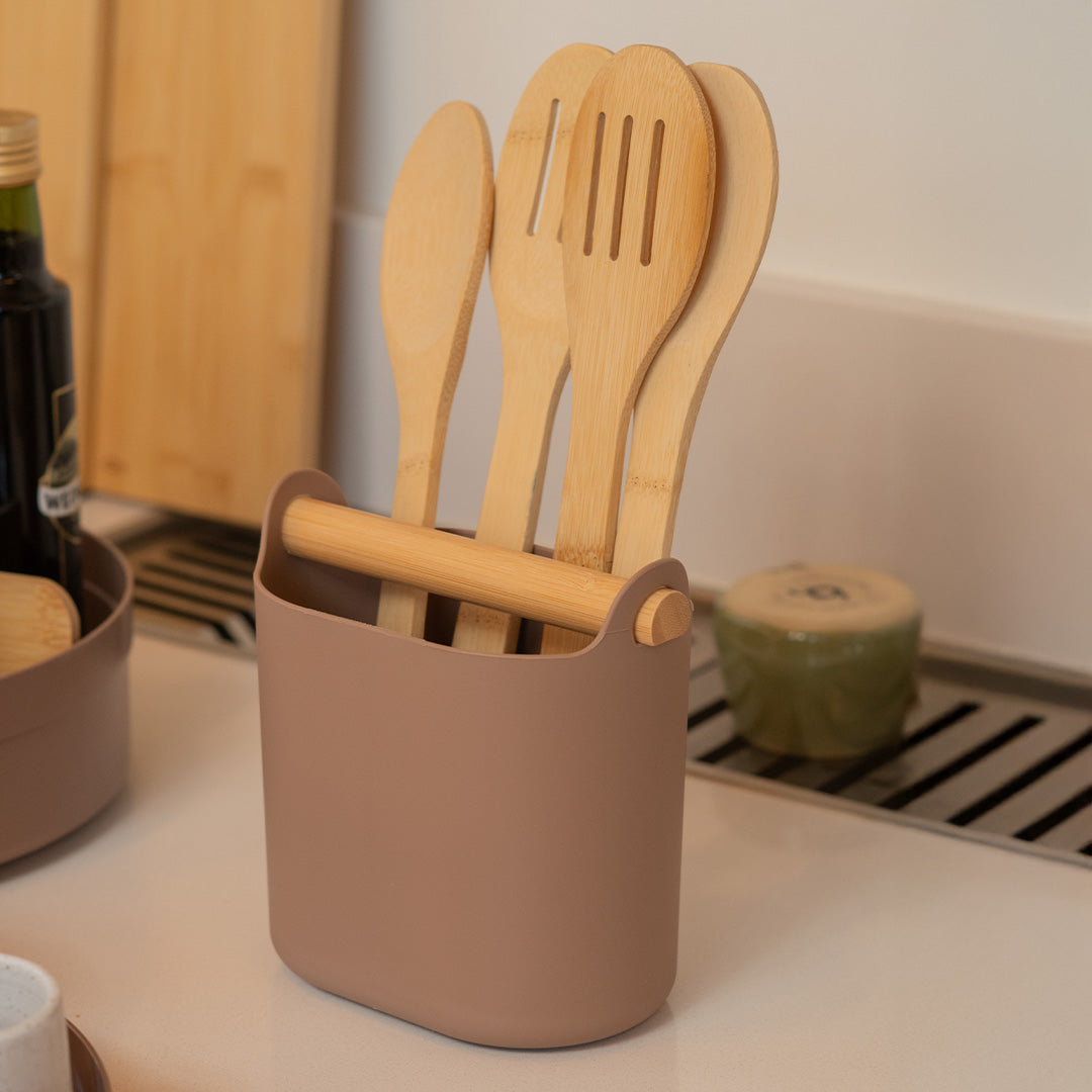 Porta Utensílios com Alça de Bambu Ou Linha Lume