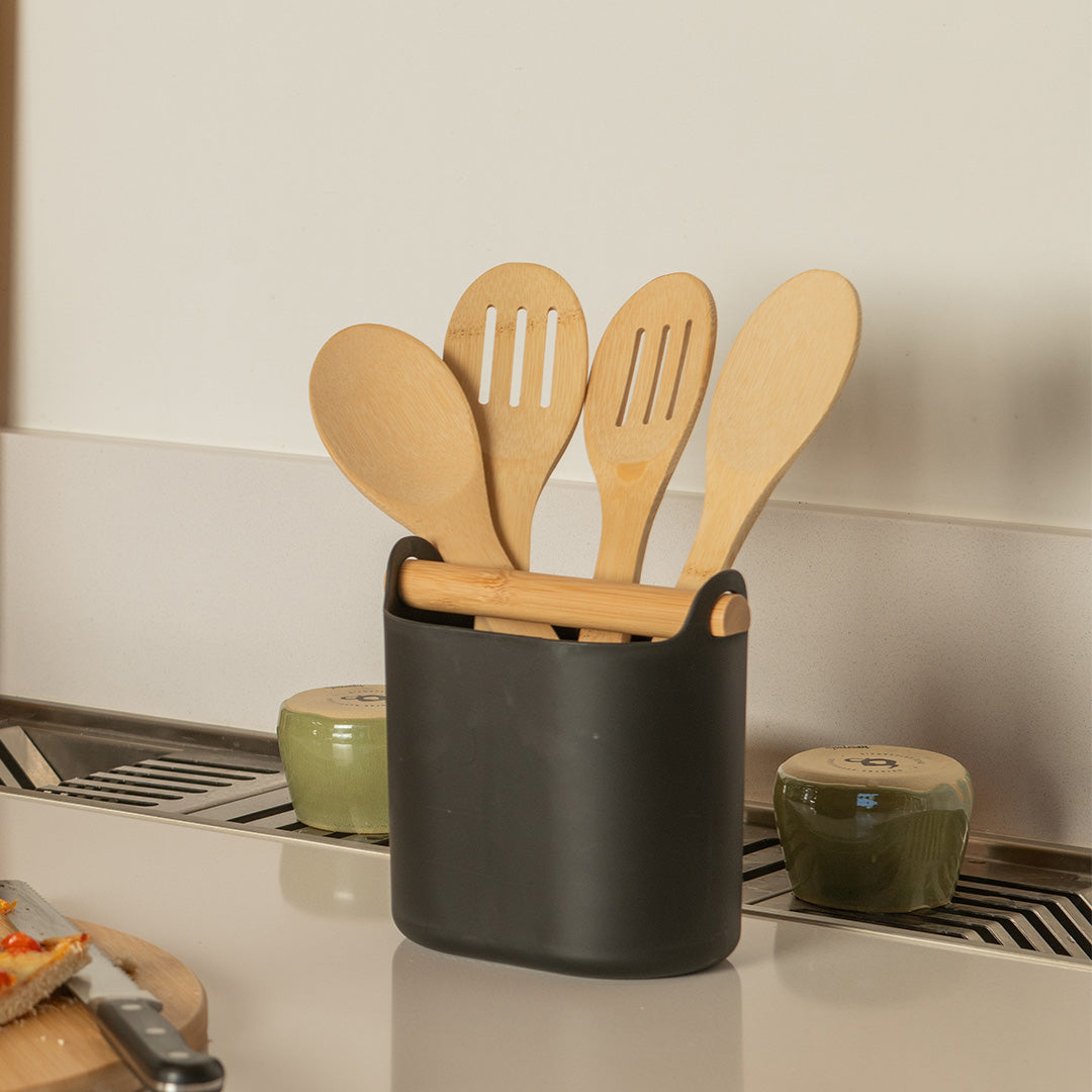 Porta Utensílios com Alça de Bambu Ou Linha Lume