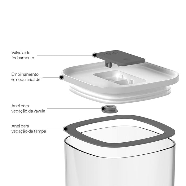 Pote Hermético Ou Quadrado 1,5L Linha Duo Lock - Ou