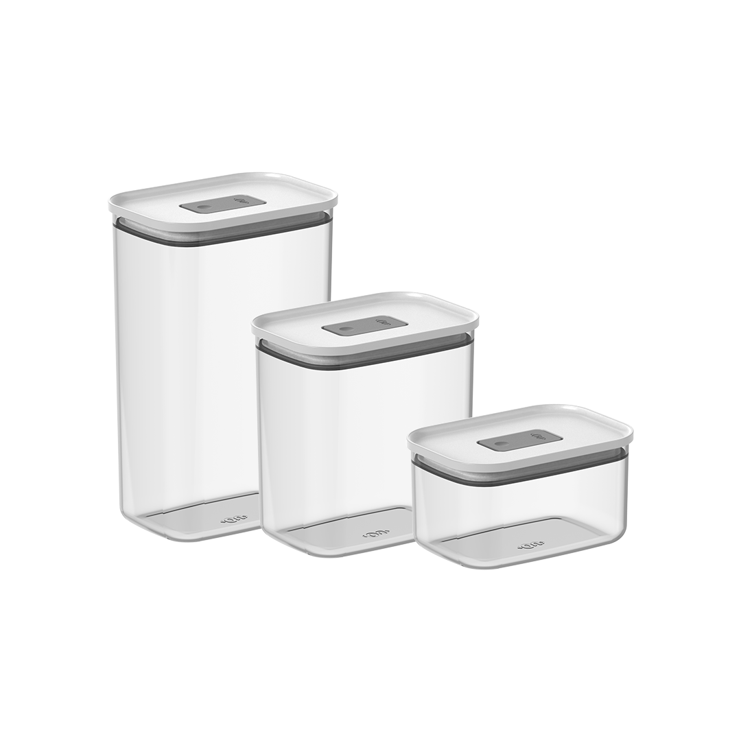Kit de Potes Herméticos Ou Retangulares 3 Peças Linha Duo Lock