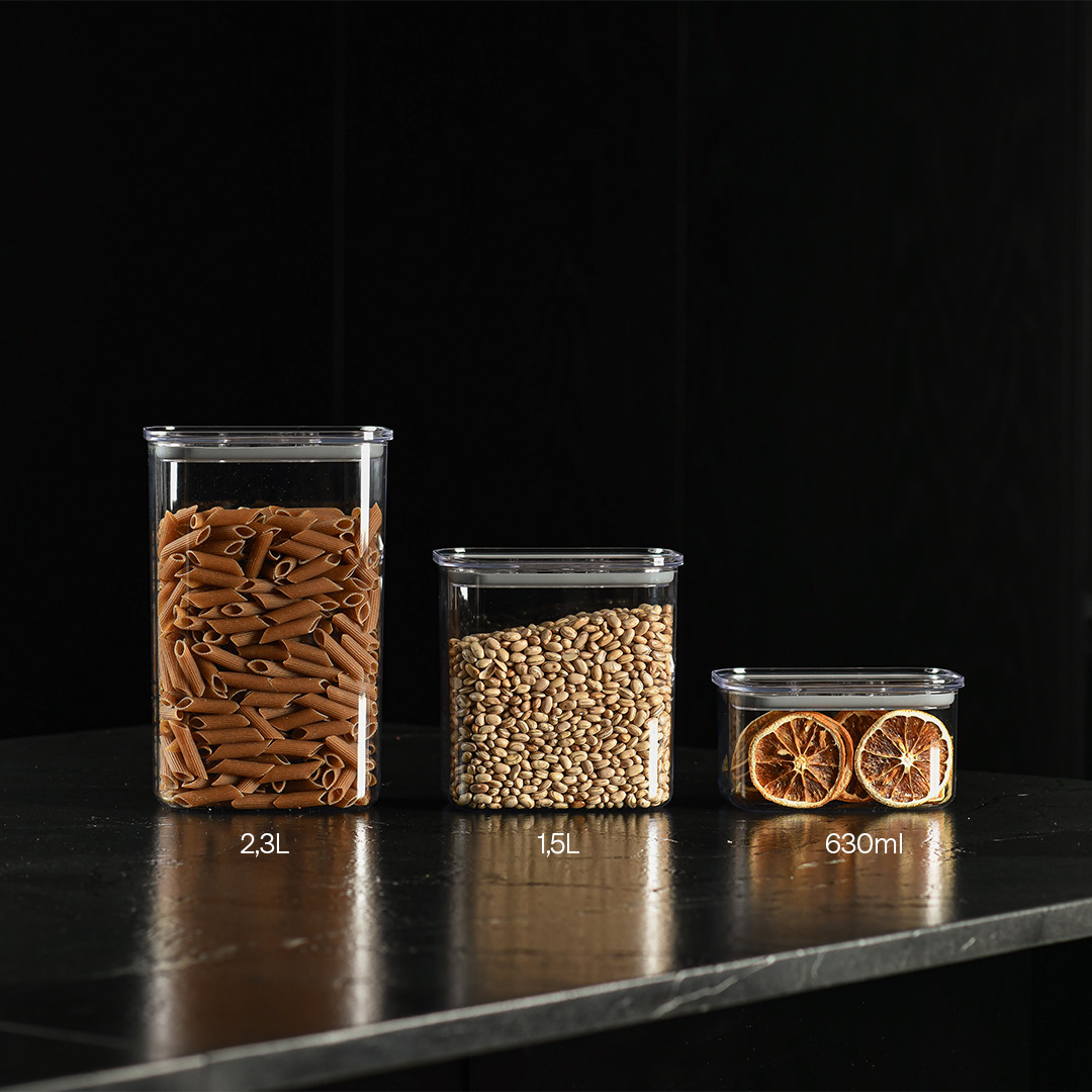 Kit de Potes Herméticos Ou Retangulares 3 Peças Linha Duo Lock