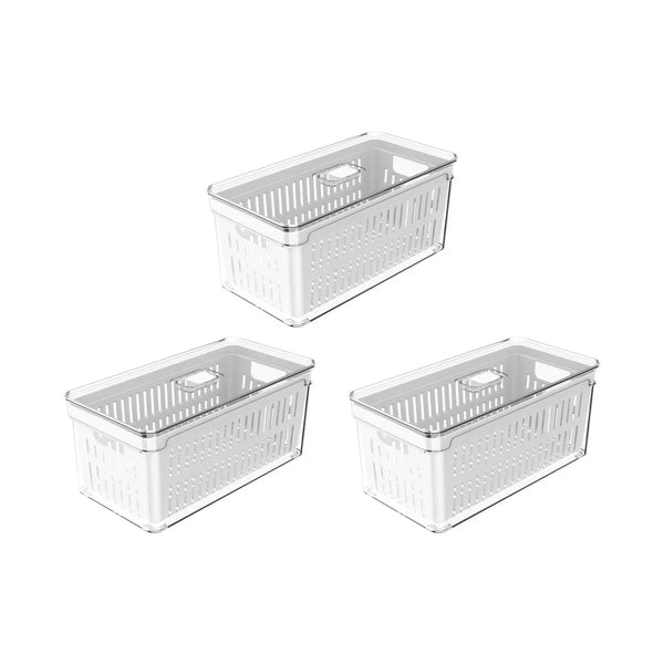 Kit de organizadores de geladeira com cesto Ou 3 peças 30x15x13 Linha Clear Fresh