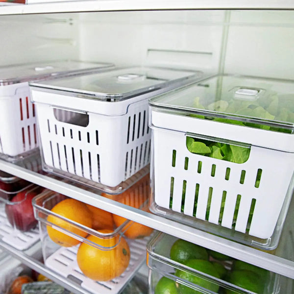 Kit de organizadores de geladeira com cesto Ou 3 peças 30x15x13 Linha Clear Fresh