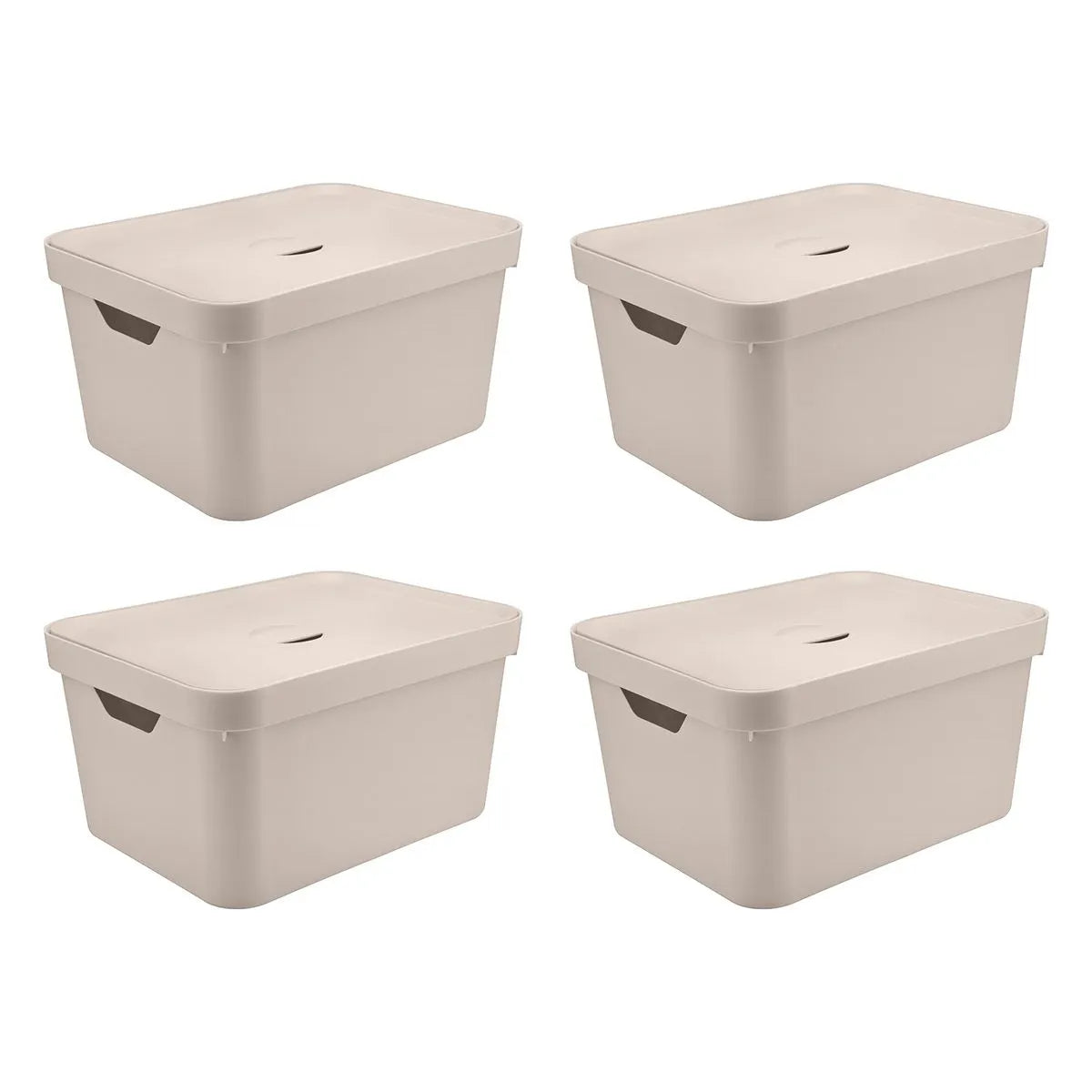 Kit de caixa organizadora com tampa Ou 4 peças 32L Linha Cube