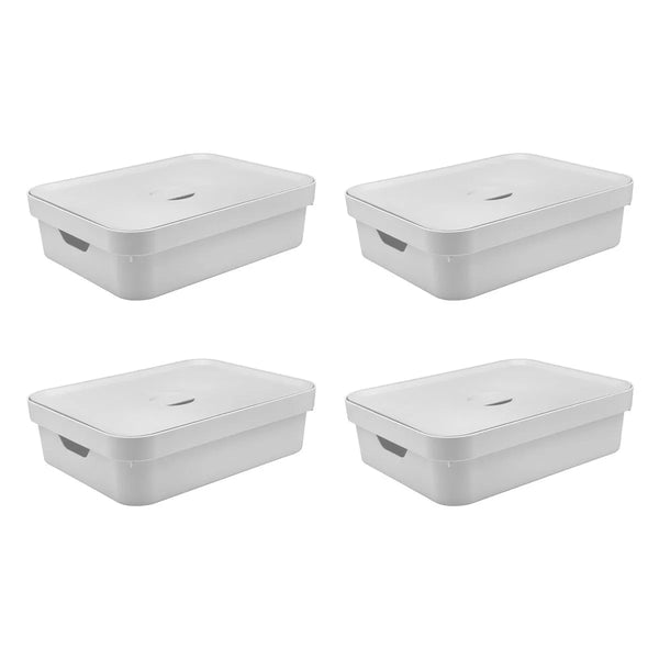 Kit de caixa organizadora com tampa Ou 4 peças 10,5L Linha Cube