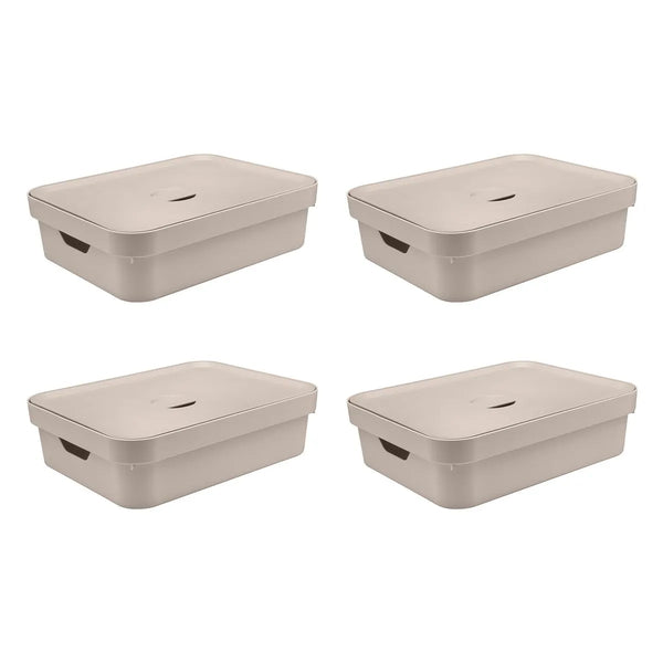 Kit de Caixa Organizadora com Tampa Ou 4 Peças 10,5L Linha Cube