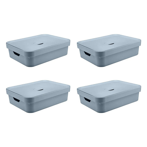 Kit de Caixa Organizadora com Tampa Ou 4 Peças 10,5L Linha Cube