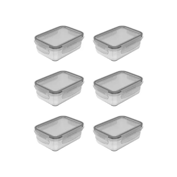 Kit de potes organizadores de geladeira retangular Ou 6 peças 380ml Linha Click