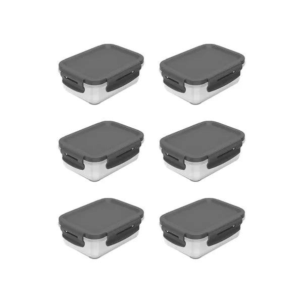 Kit de potes organizadores de geladeira retangular Ou 6 peças 380ml Linha Click