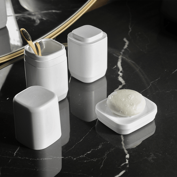 Kit de acessórios de bancada com saboneteira Ou 4 peças Linha Aura