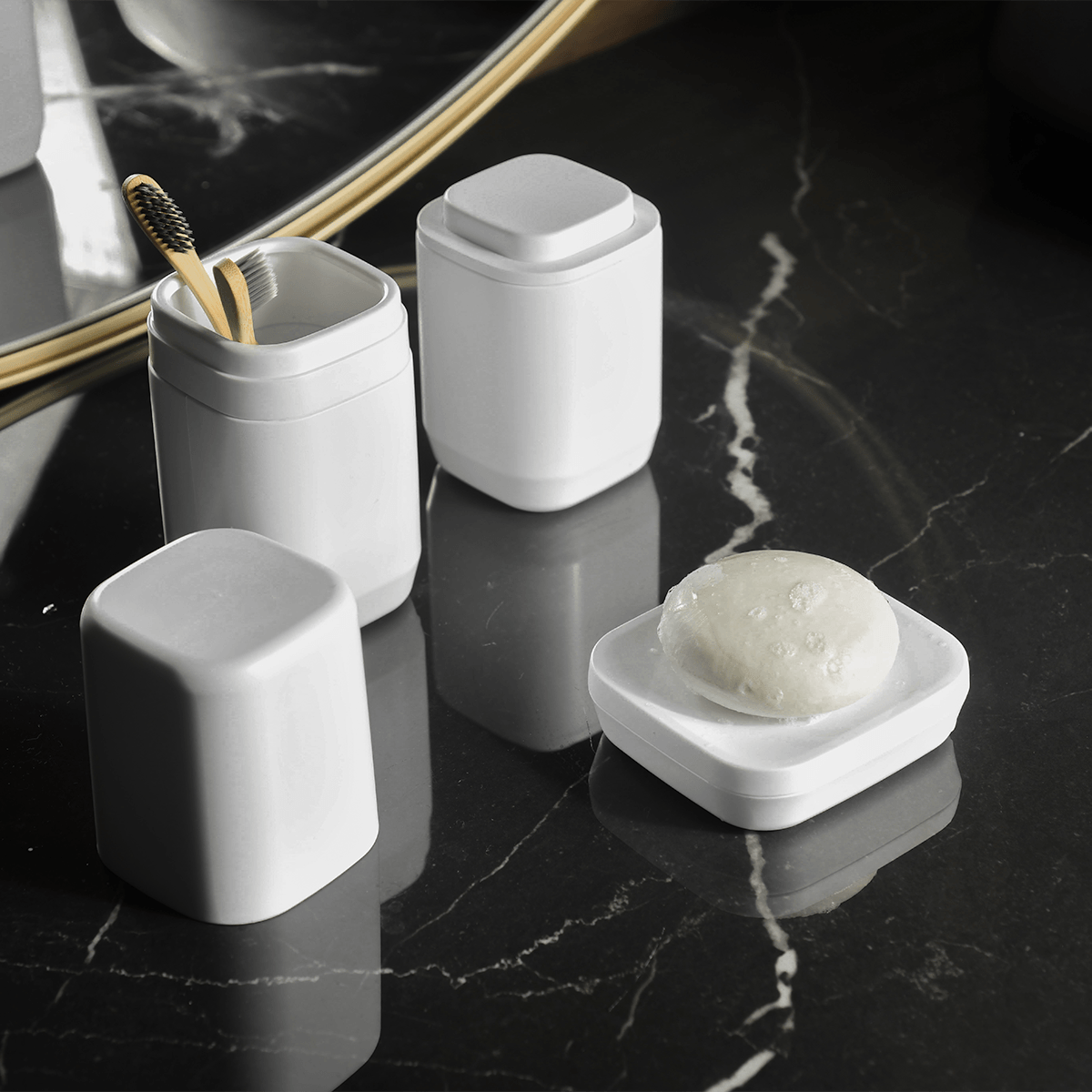 Kit de acessórios de bancada com saboneteira Ou 3 peças Linha Aura