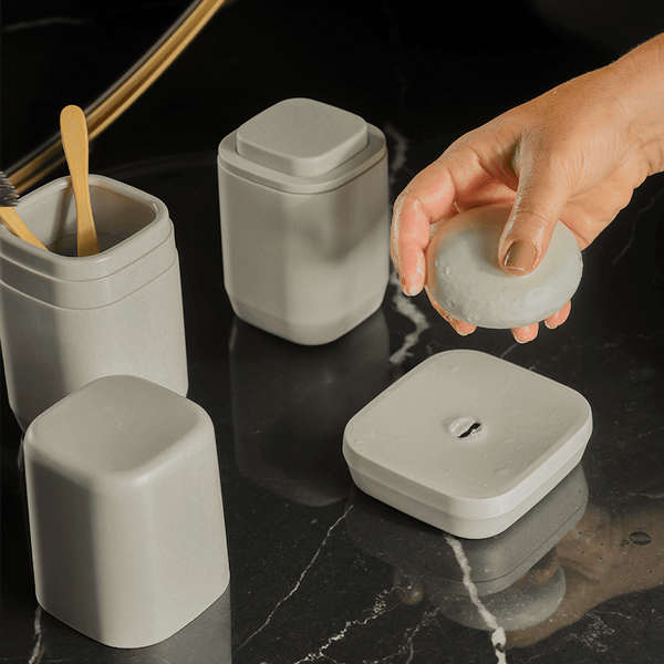 Kit de acessórios de bancada com saboneteira Ou 4 peças Linha Aura