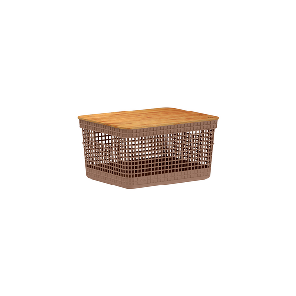 Cesto organizador Ou 8L com tampa de bambu Linha Grid