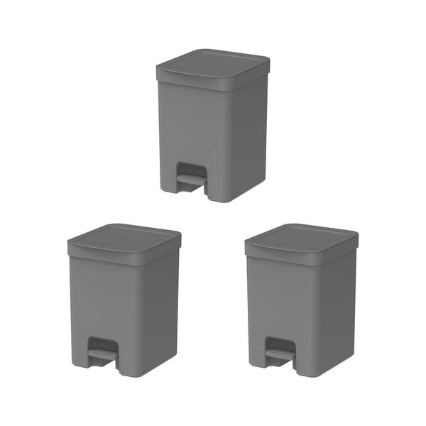 Kit de lixeiras com pedal Ou 3 peças 12L Linha Trium