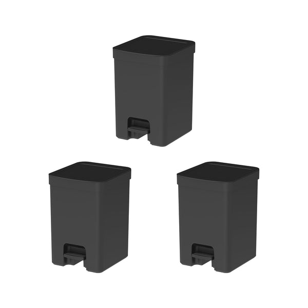 Kit de lixeiras com pedal Ou 3 peças 12L Linha Trium