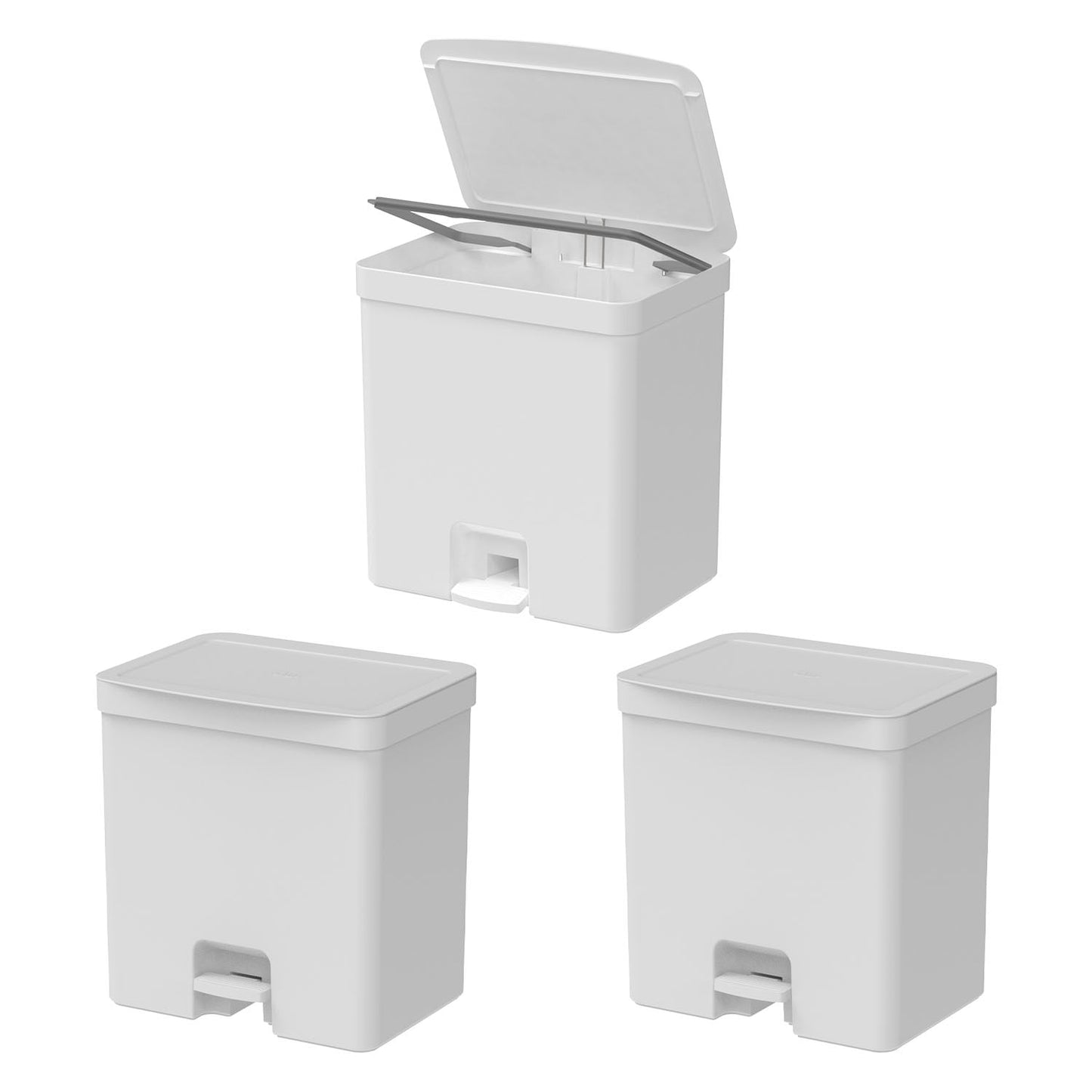 Kit de lixeiras com pedal Ou 3 peças 20L Linha Trium