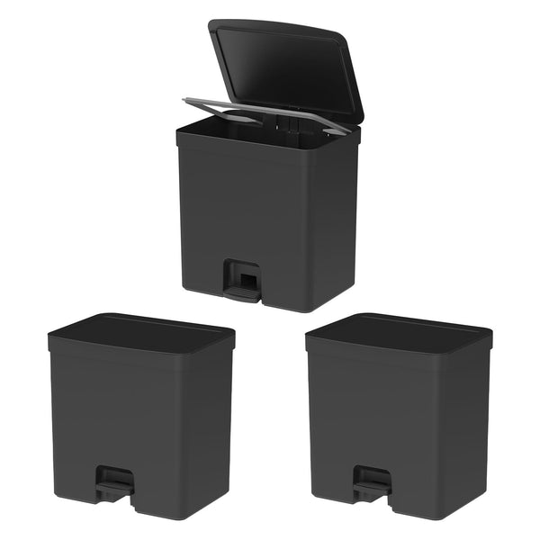 Kit de lixeiras com pedal Ou 3 peças 20L Linha Trium