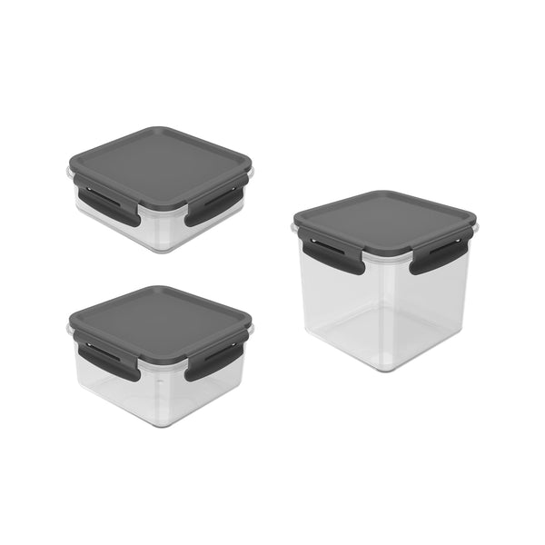 Kit de potes organizadores de geladeira quadrado Ou 3 peças Linha Click