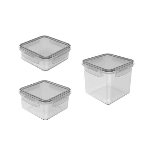 Kit de potes organizadores de geladeira quadrado Ou 3 peças Linha Click