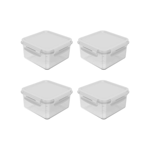 Kit de potes organizadores de geladeira quadrado Ou 4 peças 800ml Linha Click