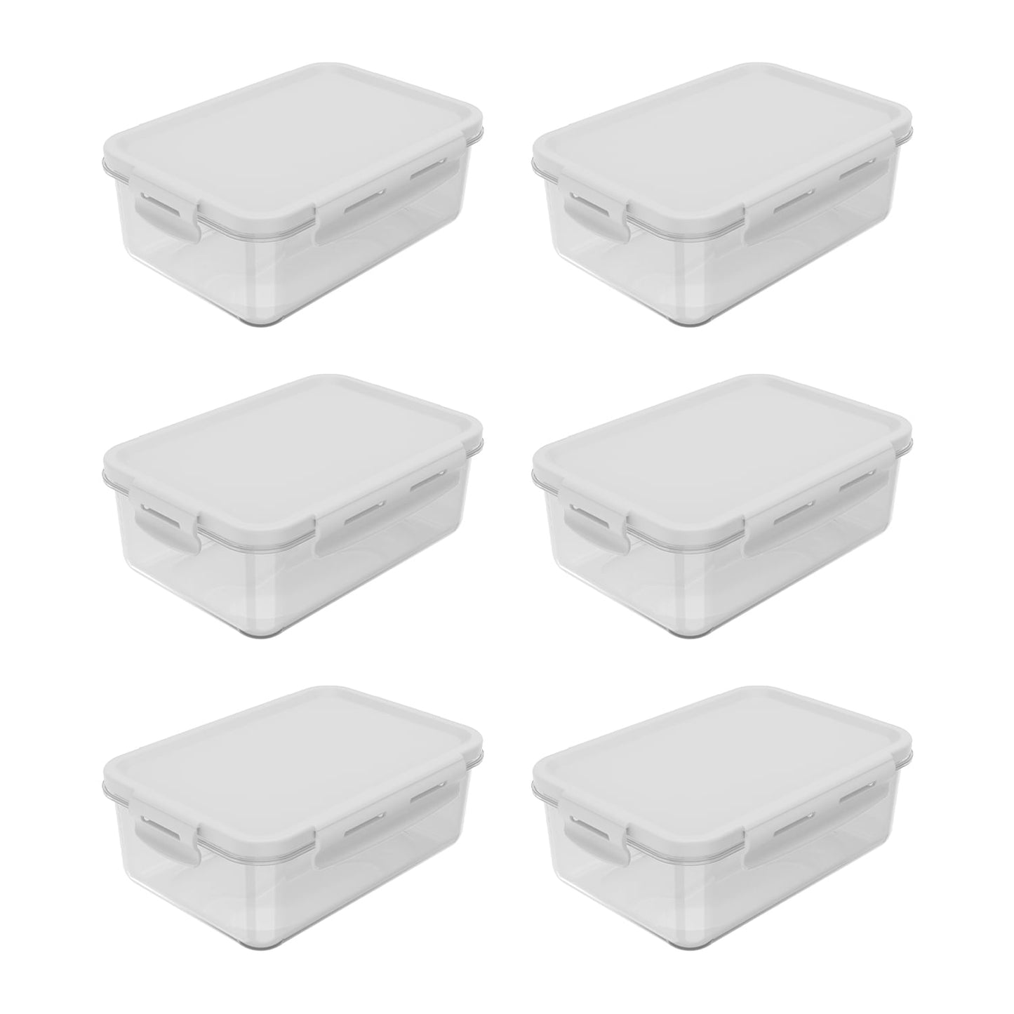 Kit de potes organizadores de geladeira retangular Ou 6 peças 1280ml Linha Click