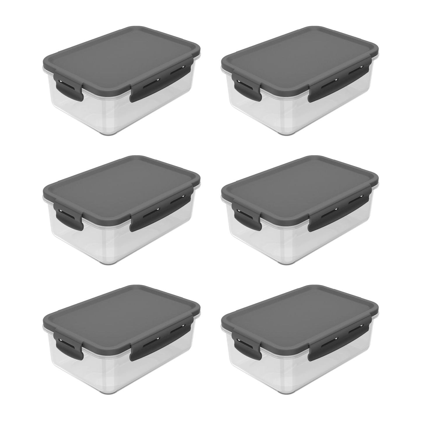 Kit de potes organizadores de geladeira retangular Ou 6 peças 1280ml Linha Click
