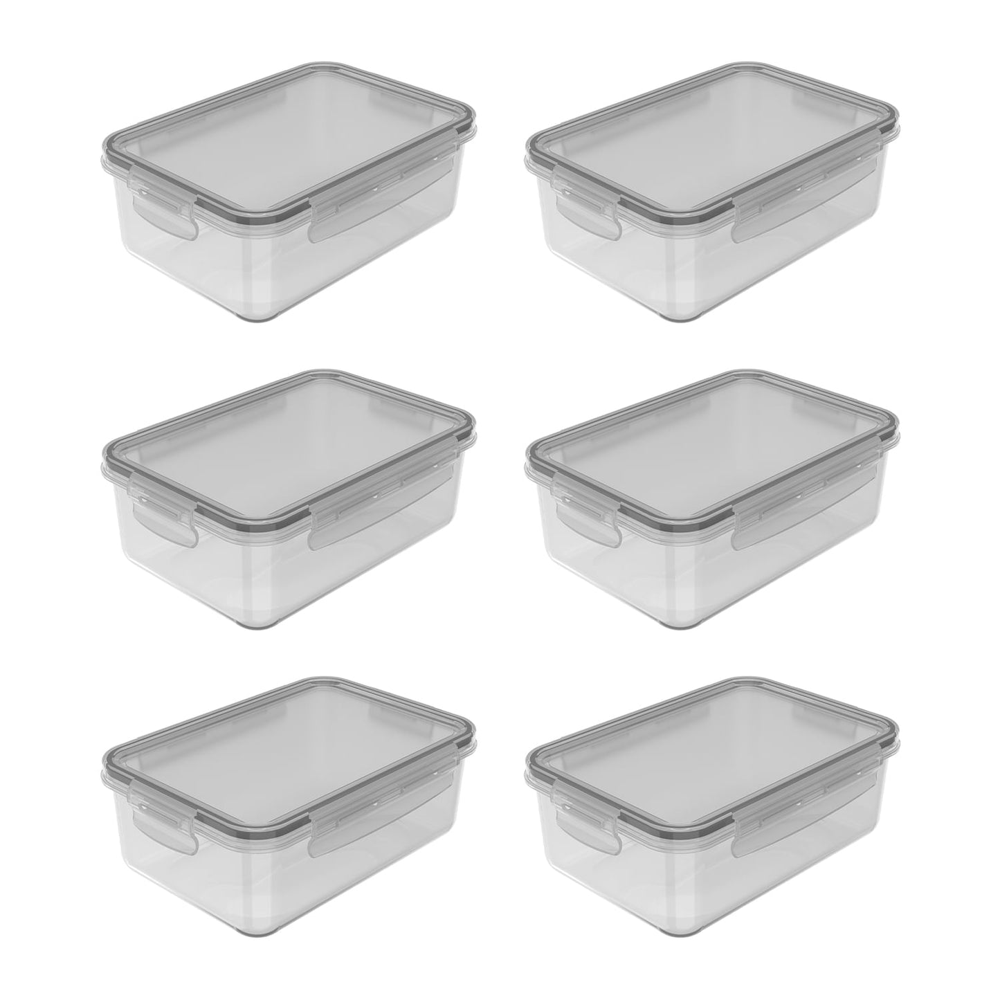 Kit de potes organizadores de geladeira retangular Ou 6 peças 1280ml Linha Click